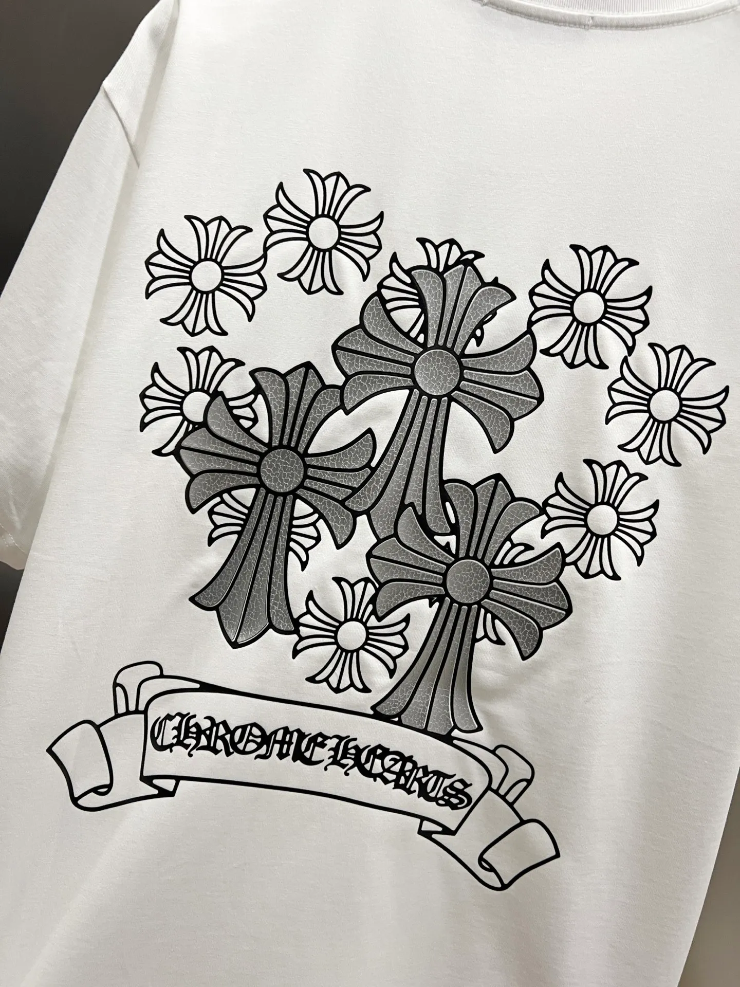 🅿️190 CH Crow 2025 Autumn and Winter New Short-sleeved T-shirt Cross foam design The real thing is great🔥Same size for men and women Loose version Size S M L XL XXL Five sizes Black White